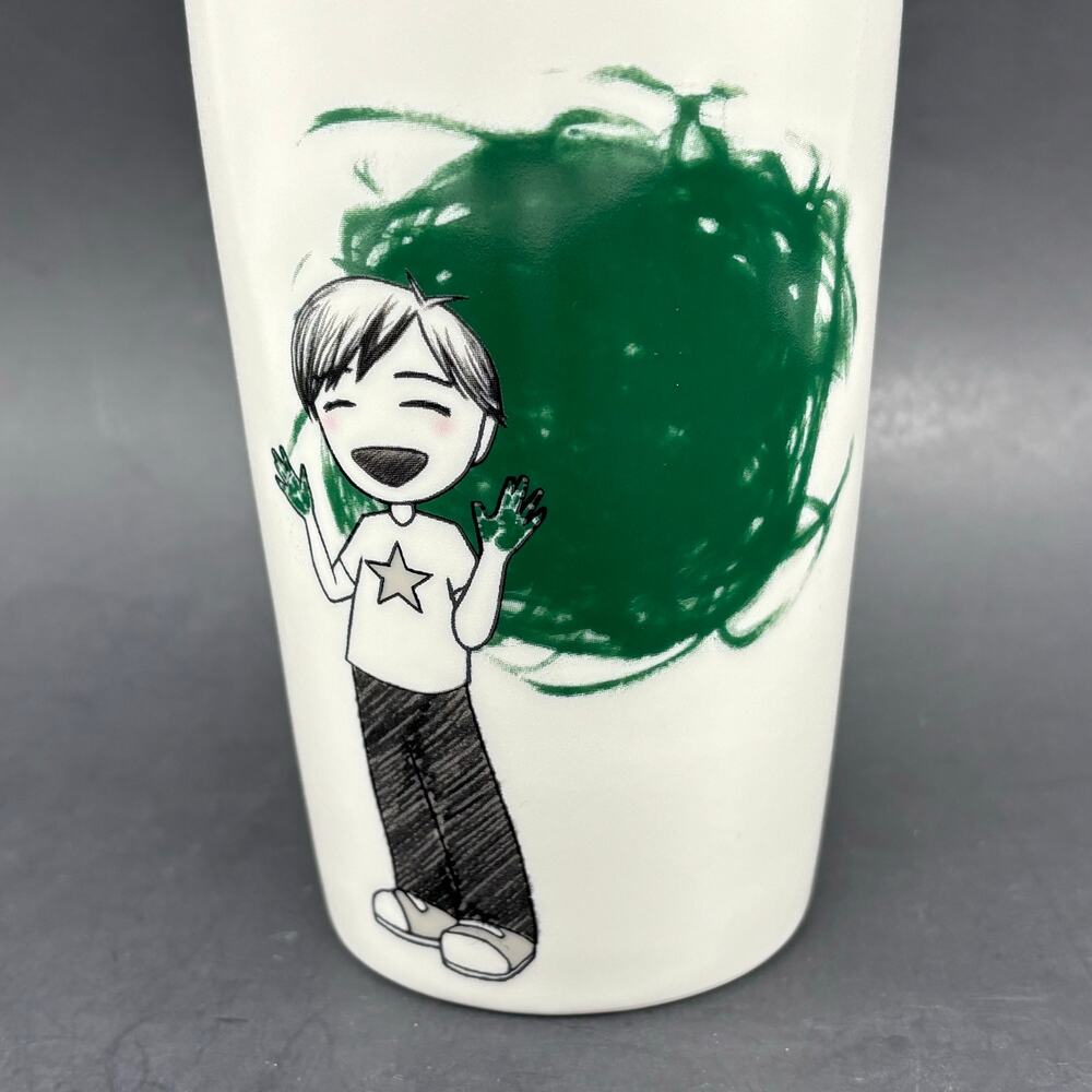 Starbucks Ceramic Travel Tumbler Green Dot Painting Child 12oz Coffee Cup 2015 - Picture 2 of 8